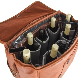 Precio <span class=keywords><strong>de</strong></span> fábrica PU cuero impermeable al aire libre picnic 6 botella vino cerveza yute botella bolsa <span class=keywords><strong>de</strong></span> transporte - Product Image 1