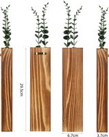 4 pièces de jardinières murales modernes en bois brun, style bohème, à motif vertical rectangulaire, personnalisables, pour intérieur, avec fausse verdure, pour salle de bain, anniversaire
