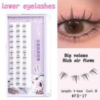 Yelix DIY Cluster Lashes 3D Lower Lashes Manga Flame Under False Lashes Strip Fluffy Cluster Bottom Eyelashes Korean Makeup