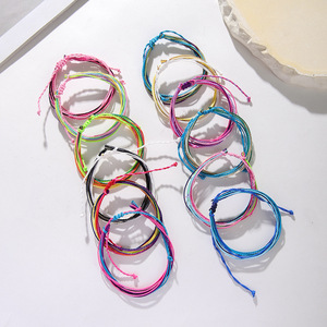 Fashion <b>String</b> <b>Bracelets</b> Multi Color Waxed Thread Hand Woven Friendship <b>Bracelet</b> Set Gift Occasion Jewelry Yiwu Origin - Product Image 2