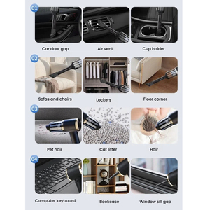 Aspirateur de voiture portable avec une forte aspiration de 8500 Pa, aspirateur à main sans fil, charge de type C, corps léger en ABS, CE ROHS - Product Image 5