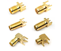 Conector RF de montaje en mamparo de ángulo recto, base de antena GPS con accesorio de soldadura para conectores coaxiales de PCB de orificio pasante,