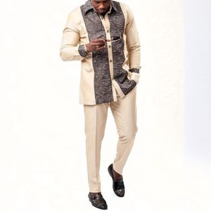 2025 nouvel ensemble pour hommes ethniques africains imprimé épissage <span class=keywords><strong>chemise</strong></span> et pantalon noir ensemble décontracté pour hommes - Product Image 4