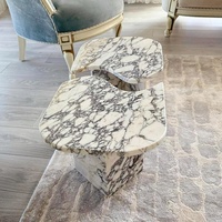 Mesa de salón de superficie sólida personalizada, diseño único, combinación Natural, Calacatta, viola, café, mármol, superficie sólida en vivo