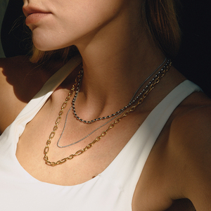 Collana Multistrato J&D in Acciaio Inox Placcato Oro 18K PVD, Catena Minimalista Bicolore Fatta a Mano - Product Image 1