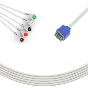 GE Multi-Link disposable 5-lead shielded Ribbon cable 90cm snap AHA ECG leadwire ECG cable