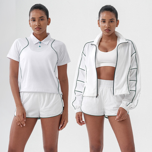 Set da Tennis Sportivo da <span class=keywords><strong>Donna</strong></span> 3 Pezzi: Polo da Golf, <span class=keywords><strong>Pantaloncini</strong></span> Sportivi e Giacca a Maniche Lunghe ad Asciugatura Rapida - Product Image 1