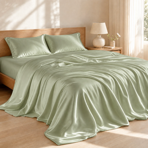 Oferta Especial: Juego <span class=keywords><strong>de</strong></span> Sábanas y Fundas <span class=keywords><strong>de</strong></span> Almohada <span class=keywords><strong>de</strong></span> <span class=keywords><strong>Seda</strong></span> <span class=keywords><strong>de</strong></span> Morera 100% Orgánica y <span class=keywords><strong>Natural</strong></span>, Personalizadas y al por Mayor, para un Sueño Reparador - Product Image 1