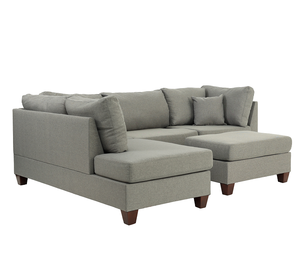 3-<b>PC</b> L-Shape Convertible Fabric Sectional Sofa <b>Set</b> in Gray for Apartment - Product Image 1