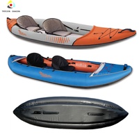 Kayak à pédales pour 2 personnes, canoë pliable, bateau gonflable pour eaux vives et mer, avec accessoires, coque en nylon durable, bonne vessie
