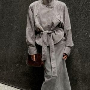 Ensemble deux pièces décontracté en similicuir PU tie-dye avec veste et jupe courte pour femme - Vente en gros - Product Image 1