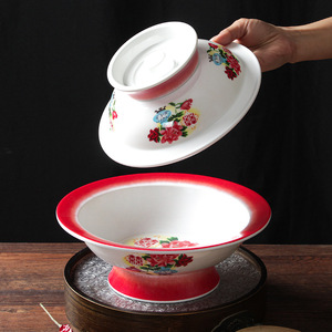 Xiangyuan Meimei melamine tableware, <b>large</b> bowls, retro creative soup bowls, sauerkraut fish and <b>pot</b>-boiled chicken imitation - Product Image 1