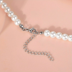 Conjuntos de joyería de moda para mujer, collar de perlas, pendientes de tuerca de acero inoxidable, regalo, joyería de fiesta nupcial - Product Image 6