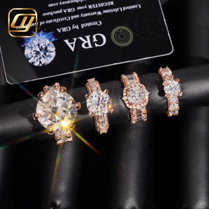 Anillos de Compromiso de Lujo para Mujer en Plata 925 con Moissanita, Corte Brillante Redondo, Engaste Pavé, Baño de Rodio, Estilo Corona - Product Image 6
