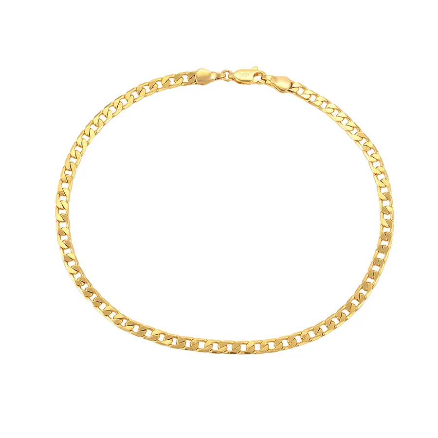 76820 xuping atacado 24k cor de ouro unissex jóias ambientes corrente lisa pulseira