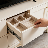Meuble TV moderne multifonctionnel mural, console multimédia avec étagère en verre pour le salon