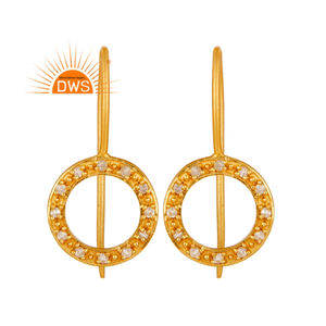 Attractive White Topaz <b>Set</b> Earrings High Quality Silver <b>Gold</b> Plated Hook Earrings Manufacturer <b>Jewelry</b> Vintage Collection - Product Image 1