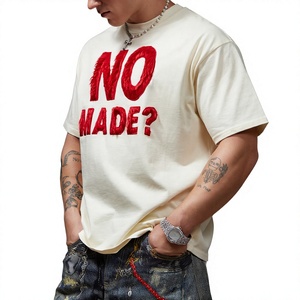 T-shirt en coton 100% tricoté à col rond pour homme, style rétro américain, en peluche de lapin épaisse, séchage rapide, 210g, manches courtes, haute qualité - Product Image 3