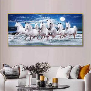 Decorazione per la Casa, <span class=keywords><strong>Quadri</strong></span> su Tela con Cavalli <span class=keywords><strong>in</strong></span> Corsa, Stampe di Animali, Arte <span class=keywords><strong>in</strong></span> <span class=keywords><strong>Vetro</strong></span> e Porcellana Cristallina, Decorazione Murale con 7 Cavalli - Product Image 1
