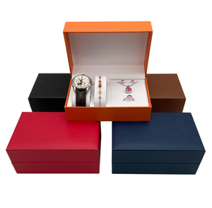 Boîte à montres et bijoux en cuir PU de luxe, type à clapet, pour ranger montres, bagues, colliers, bracelets, plusieurs couleurs en stock - Product Image 1