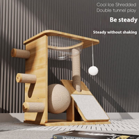 Grand arbre à chat en bois massif avec lit intégré pour chat, capsule spatiale extra-large et poteau en sisal