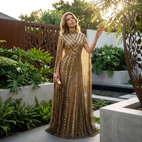 Robe de soirée de luxe à manches longues, Abaya ethnique pour femmes, robe musulmane de haute qualité avec paillettes et diamants, robe de fête Jalabiya