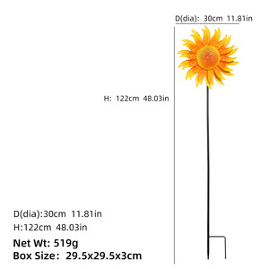 Décoration murale transfrontalière en forme de tournesol, moulin à vent Art Déco peint, pour extérieur, <span class=keywords><strong>jardin</strong></span>, cour, paysage - Product Image 3