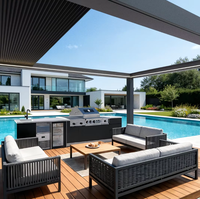 Pergola bioclimatique de luxe Sweet Home en aluminium avec lames rétractables électriques et éclairage, imperméable, pour jardin extérieur