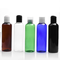Leere Braune Schwarze Blaue Weiße Bernsteinfarbene Klare Grüne Runde Plastik-PET-Flaschen für Flüssigkeiten 200ml Mit Plastik-Klappverschluss