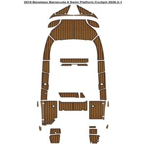 Tapis de pont en mousse EVA imitation teck pour plateforme de bain et cockpit de bateau Beneteau <span class=keywords><strong>Barracuda</strong></span> <span class=keywords><strong>8</strong></span> 2015, style SeaDek MarineMat, auto-adhésif - Product Image 1
