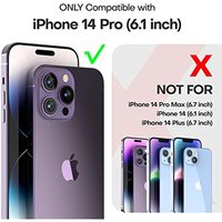 Pour i18pro [5 en 1] pour iPhone 14 Pro Coque transparente, avec 2X protection d'écran en verre trempé + 2X protection d'objectif d'appareil photo, coque de téléphone antichoc