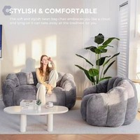 Moderner Kunstfell-Blumen-Sitzsack mit Armlehne, Ultra-Weicher Großer Lesesessel für Schlafzimmer und Wohnzimmer