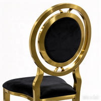 Chaises de banquet empilables de luxe en acier inoxydable doré et velours noir, dernier design
