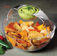 Vente flash Bol à chips et à trempette multi-usages transparent comme du cristal Salade de fruits 2 en 1 Bol de service