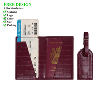Nuevo Porta Pasaportes de Cuero con Patrón de Cocodrilo, Etiqueta para Equipaje, Cartera Multifuncional para Tarjetas, Set en Caja de Regalo