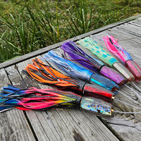 Nouveau leurre de pêche en mer profonde pour thon, marlin, wahoo, tête en résine haute transparence, jupe de poulpe, 12,8 pouces, 9,6 oz