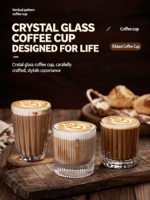 Verre à café rayé vintage pour Americano glacé, Latte, Flat White, Mocha, Dirty, Cold Brew – Idéal pour cafés et restaurants