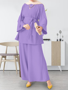 Personnalisable Dubai femmes modeste Abaya robe prière robe <span class=keywords><strong>tunique</strong></span> et <span class=keywords><strong>pantalon</strong></span> <span class=keywords><strong>ensemble</strong></span> en polyester islamique femmes vêtements - Product Image 5