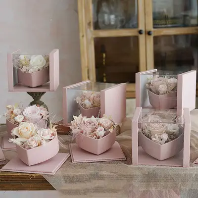 RM De Luxe Offre Spéciale en stock fleur papier boîte amour ACRYLIQUE fleur boîte amour lettres fourre-tout boîte pour fleur