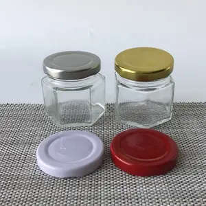 45ml 60ml Hexagon Six Sided Kitchen Sauce Jam Candy Packing Glass Little Honey Jar Com Twist Lug Cap