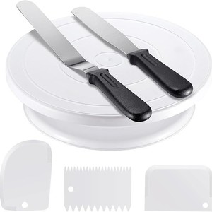 Ensemble polyvalent de 6 ou 8 pièces pour la décoration de gâteaux avec plateau tournant et spatule pour débutants et professionnels, usage quotidien - Product Image 1