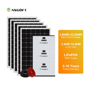 Système de stockage solaire domestique hybride ASGOFT 5kWh 10kWh 15kWh avec batterie au lithium empilable et technologie LiFePO4 pour balcon, Shenzhen - Product Image 6