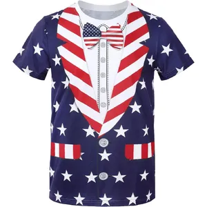 Fitspi Hombres Bandera americana Gráfico Manga corta 4 de Julio Camiseta Venta al por mayor - Product Image 1