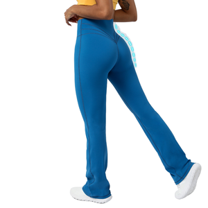 2025 Women's Nude High Waist Yoga Pants <b>Flared</b> 4-Way Stretch Dance <b>Leggings</b> Solid Pattern Spandex/Nylon for Casual Fitness - Product Image 3