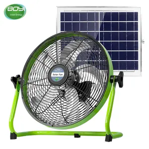 BOYI 12 inch 5 blades rechargeable solar panel ac charger solar fans for outside