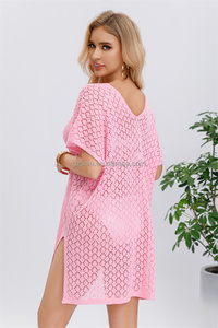 Jinru, novedad de verano, blusa con cuello en V, Serie de ganchillo, vestido de punto calado fino, suéter de <span class=keywords><strong>playa</strong></span>, Tops de ganchillo para mujer - Product Image 5