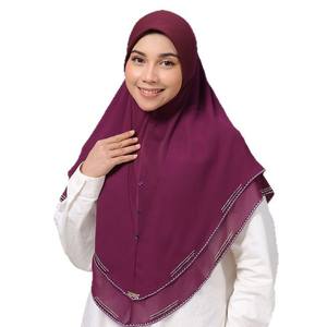 Foulard en mousseline de soie strass <span class=keywords><strong>double</strong></span> couche de couleur unie pour femmes - Product Image 5