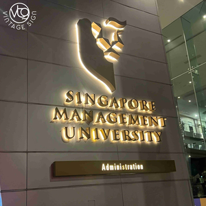 <span class=keywords><strong>Lettere</strong></span> LED Retroilluminate 3D Personalizzate in Tono Oro con Logo per Insegne di Università ed Edifici Aziendali - Product Image 1