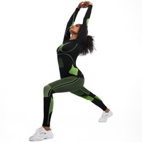 Combinaison de ski sans couture en tricot extensible respirant en spandex pour femmes, ensemble de sous-vêtements thermiques pour le sport, la course à pied, le cyclisme, l'hiver