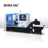 Tour CNC à lit incliné compact automatique BR20H avec chargeur de barres et récupérateur de pièces pour la production en série de broches à capteur automatique